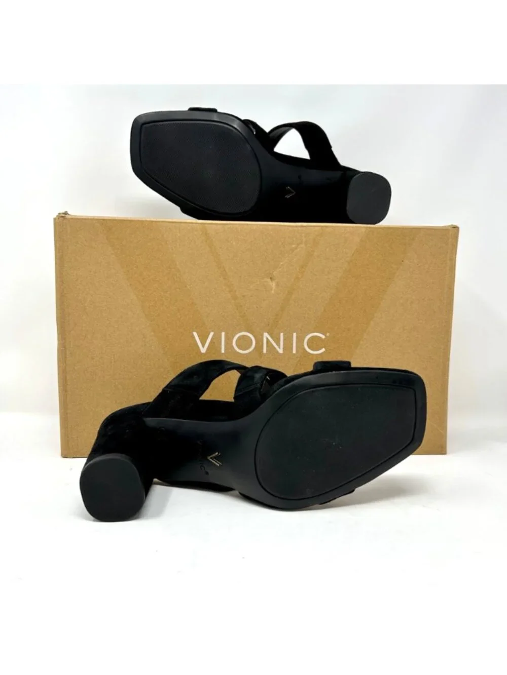 Vionic Merlot Women's Black Suede Slide Sandals Size 7.5 W Arch Support Comfort